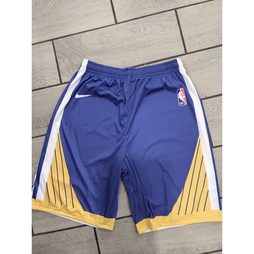Nike NBA Golden State Warriors Basketball Shorts Royal Blue Yellow‎ Men Size L